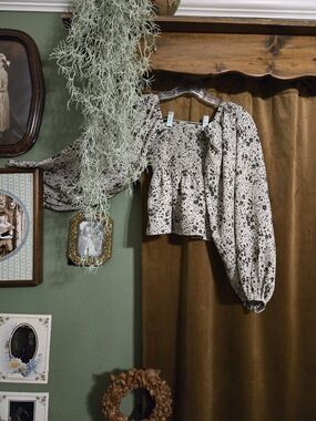 By Together Black Floral Blouse on Cream